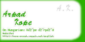 arpad kope business card